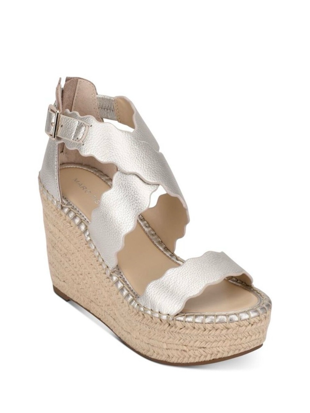 Marc Fisher Metallic Gold Wedge Espadrille Sandals 6.5